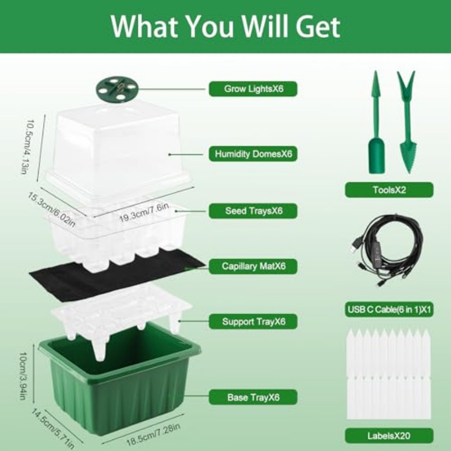 Seed Starter Tray with Light,  – обзор и цена Humidity Dome Kit